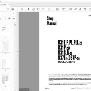 KOMATSU D31E,P,PL,PLL-20 D31P-20A D31S,Q-20 D37E-5, D37P-5A BULLDOZERS SHOP MANUAL - PDF