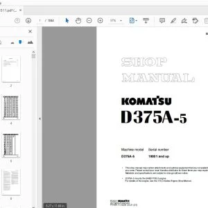 KOMATSU D375A-5 SHOP MANUAL SEBM023511 - PDF DOWNLOAD