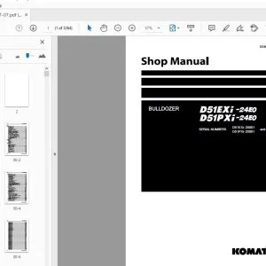 KOMATSU D51EXi-24E0 D51PXi-24E0 BULLDOZER SHOP MANUAL SEN06887-07 - PDF DOWNLOAD