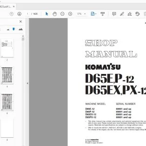 KOMATSU D65E,P-12 D65EX,PX-12 SHOP MANUAL SEBM001925 - PDF DOWNLOAD