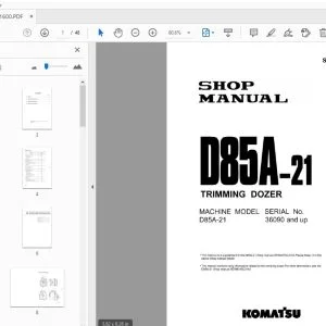 KOMATSU D85A-21 TRIMMING DOZER SHOP MANUAL SEBM001600 - PDF DOWNLOAD