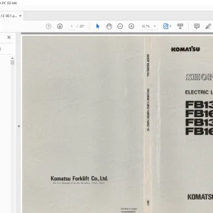 KOMATSU ELECTRIC LIFT TRUCK FBl3RW-1E FBl&RW-1E FB13RZ-1E FBl&RZ-1E Shop Manual FBR13/16.1 E-BE1 PDF