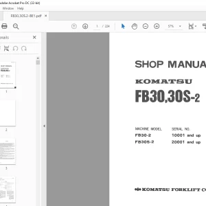 KOMATSU ENGINE FB30,30S-2 Shop Manual FB30,30S.2-BE1 - PDF DOWNLOAD