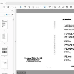 KOMATSU FB10EX/14EX/15EX/18EX-11 FB15EXG/18EXG-11 FB20EX/25EX-11 FB20EXG/25EXG-11 FB30-11 ELECTRIC LIFT TRUCK SHOP MANUAL - PDF
