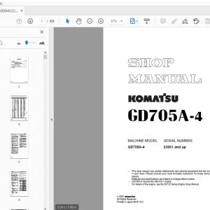 KOMATSU GD705A-4 SHOP MANUAL SN23001 & UP - PDF DOWNLOAD