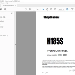 KOMATSU H185S HYDRAULIC SHOVEL Shop Manual - PDF DOWNLOAAD