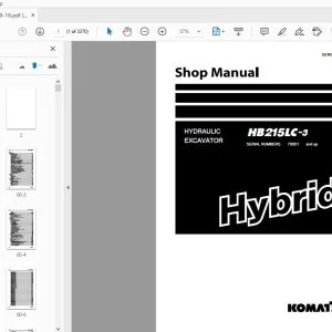 KOMATSU HB215LC-3 HYBRID HYDRAULIC EXCAVATOR SHOP MANUAL SEN06629-16 - PDF DOWNLOAD