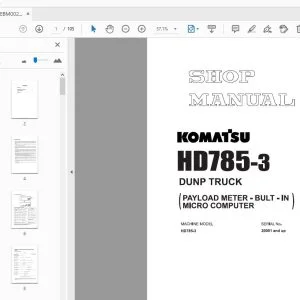 KOMATSU HD785-3 DUNP TRUCK SHOP MANUAL SN20001 & Up - PDF DOWNLOAD