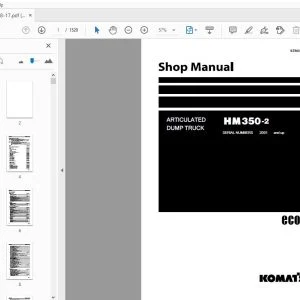 KOMATSU HM350-2 ARTICULATED DUMP TRUCK SHOP MANUAL SEN00238-17 - PDF DOWNLOAD