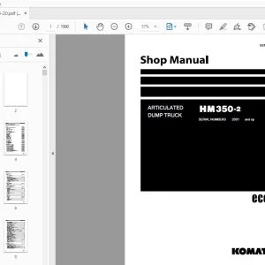 KOMATSU HM350-2 ARTICULATED DUMP TRUCK SHOP MANUAL SEN00238-20 - PDF DOWNLOAD