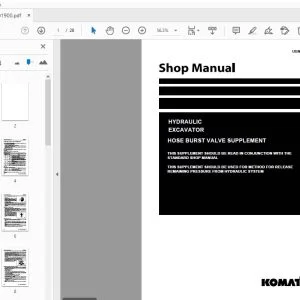 KOMATSU HOSE BURST VALVE HYDRAULIC EXCAVATOR SHOP MANUAL UENBM01900 - PDF DOWNLOAD