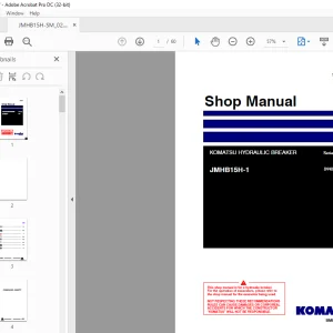 KOMATSU HYDRAULIC BREAKER JMHB15H-1 Shop Manual SEN06666-02 PDF