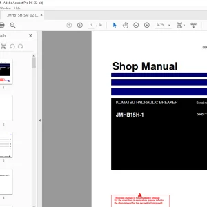 KOMATSU HYDRAULIC BREAKER JMHB15H-1 Shop Manual SEN06666-02 - PDF DOWNLOAD