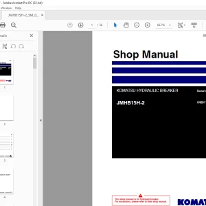 KOMATSU HYDRAULIC BREAKER JMHB15H-2 Shop Manual SEN06923-01 - PDF DOWNLOAD