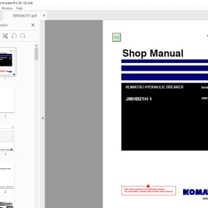 KOMATSU HYDRAULIC BREAKER JMHB21H-1 Shop Manual SEN06667-01 PDF
