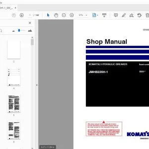 KOMATSU HYDRAULIC BREAKER JMHB220H-1 Shop Manual 50001 - PDF DOWNLOAD