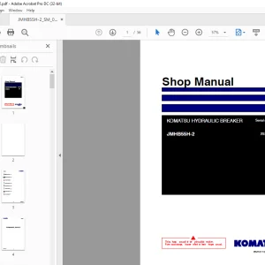 KOMATSU HYDRAULIC BREAKER JMHB55H-2  Shop Manual SEN06927-02 - PDF DOWNLOAD