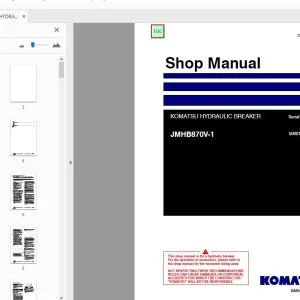 KOMATSU HYDRAULIC BREAKER JMHB870V-1 Shop Manual 50001 - PDF DOWNLOAD