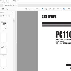 KOMATSU HYDRAULIC EXCAVATOR PC110R-1 Shop Manual WEB000700 - PDF DOWNLOAD