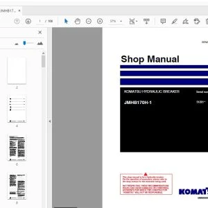 KOMATSU JMHB170H-1 HYDRAULIC BREAKER Shop Manual 51201 - PDF DOWNLOAD