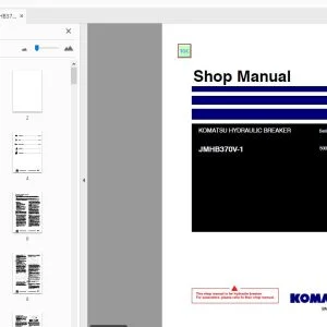 KOMATSU JMHB370V-1 HYDRAULIC BREAKER SHOP MANUAL SEN06684-00 - PDF