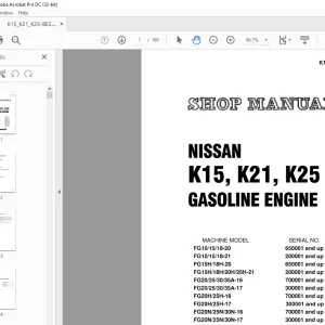 KOMATSU NISSAN K15,K21,K25 GASOLINE ENGINE Shop Manual K15/K21/K25-BE2 - PDF DOWNLOAD