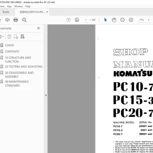 KOMATSU PC 10-7 PC15-3 PC20-7 Shop Manual SEBM020P0703 - PDF DOWNLOAD