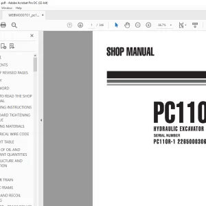 KOMATSU PC110R-1 HYDRAULIC EXCAVATOR Shop Manual WEBM000701 - PDF DOWNLOAD