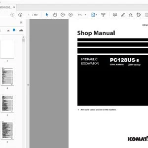 KOMATSU PC128US-8 HYDRAULIC EXCAVATOR SHOP MANUAL WEN00003-00 - PDF DOWNLOAD