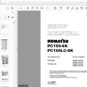 KOMATSU PC150-6K PC150LC-6K SHOP MANUAL UEBM000701 - PDF DOWNLOAD