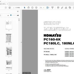 KOMATSU PC160-6K PC180LC, 180NLC-6K SHOP MANUAL UEBM000601 - PDF DOWNLOAD