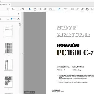 KOMATSU PC160LC-7 SHOP MANUAL SEBM028606 - PDF DOWNLOAD