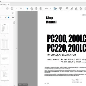 KOMATSU PC200, 200LC-2 PC220, 200LC-2 HYDRAULIC EXCAVATOR SHOP MANUAL SEBM0205B04 - PDF