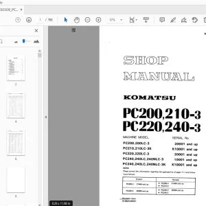 KOMATSU PC200,210-3 PC220,240-3 SHOP MANUAL SEBM02050309 - PDF DOWNLOAD