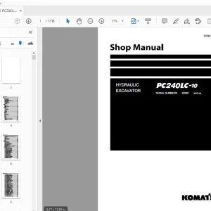 KOMATSU PC240LC-10 HYDRAULIC EXCAVATOR SHOP MANUAL SEN05538-12 - PDF