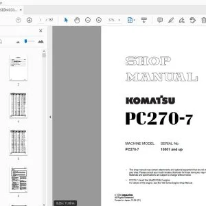 KOMATSU PC270-7 SHOP MANUAL SEBM030405 - PDF DOWNLOAD