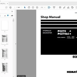 KOMATSU PC270-8 PC270LC-8 HYDRAULIC EXCAVATOR SHOP MANUAL SEN00420-15 - PDF DOWNLOAD