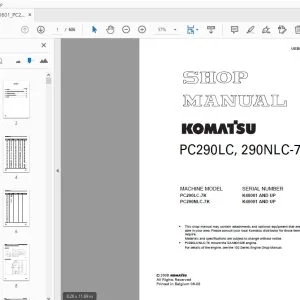 KOMATSU PC290LC, 290NLC-7K SHOP MANUAL UEBM001601 - PDF DOWNLOAD