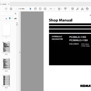 KOMATSU PC290LCi-11E0 PC290NLCi-11E0 HYDRAULIC EXCAVATOR SHOP MANUAL UENBM00581 - PDF DOWNLOAD