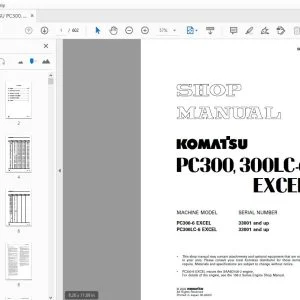 KOMATSU PC300, 300LC-6 EXCEL SHOP MANUAL SEBM014406 - PDF DOWNLOAD