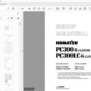 KOMATSU PC300-6 CUSTOM PC300LC-6 CUSTOM SHOP MANUAL SEBM007201 - PDF