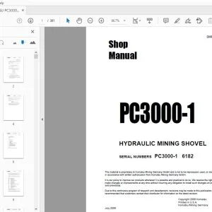 KOMATSU PC3000-1 HYDRAULIC MINING SHOVEL SHOP MANUAL SMPC30006182 - PDF DOWNLOAD