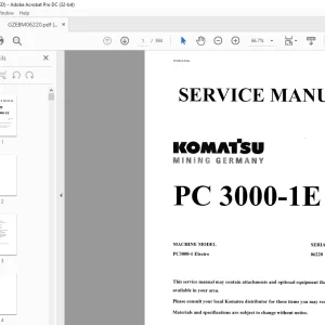 KOMATSU PC3000-1E ELECTRO EXCAVATOR SERVICE MANUAL GZEBM06220 PDF