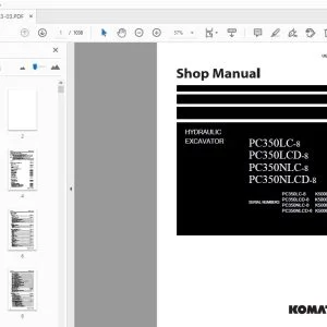 KOMATSU PC350LC-8 PC350LCD-8 PC350NLC-8 PC350NLCD-8 HYDRAULIC EXCAVATOR SHOP MANUAL UEN01983-03 - PDF