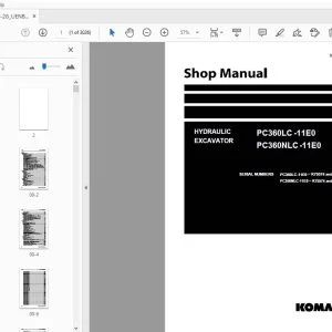 KOMATSU PC360LC-11E0 PC360NLC-11E0 HYDRAULIC EXCAVATOR SHOP MANUAL - PDF