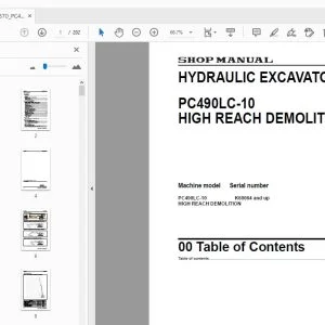 KOMATSU PC490LC-10 HIGH REACH DEMOLITION HYDRAULIC EXCAVATOR SHOP MANUAL  - PDF