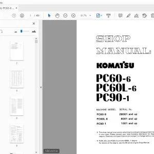 KOMATSU PC60-6 PC60L-6 PC90-1 SHOP MANUAL SEBM02010607 - PDF DOWNLOAD