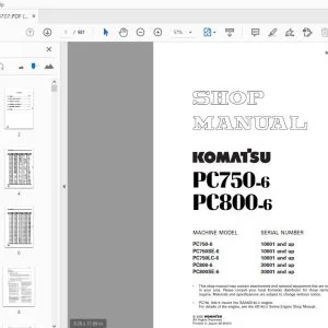 KOMATSU PC750-6 PC800-6 SHOP MANUAL SEBM008707 - PDF DOWNLOAD