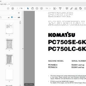 KOMATSU PC750SE-6K PC750LC-6K SHOP MANUAL UEBM001801 - PDF DOWNLOAD