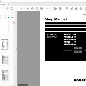KOMATSU PC800-8R PC800LC-8R PC800SE-8R PC850-8R PC850SE-8R HYDRAULIC EXCAVATOR SHOP MANUAL SEN02316-19 - PDF